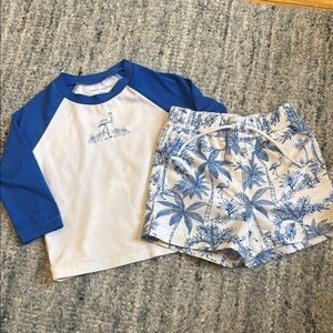 Janie and Jack Blue and White Rashguard Swim Set